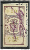 PORTUGAL Ca 1870 Fiscal Revenue Stamp Imposto Do Sello Steuermarke 20 Reis O - Oblitérés