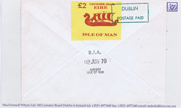 Ireland Airmail Postal Strike 1979 Manx Courier Mail £2 Used On Cover DUBLIN POSTAGE PAID To BIA AIRPORT ISLE OF MAN - Posta Aerea