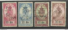 NORWAY Norwegen 4 Old Stempelmarken Documentary Stamps O READ! - Steuermarken