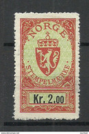 NORWAY Norwegen Stempelmarke Documentary Stamp 2 Kr - Fiscali