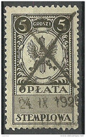 POLEN Poland Ca 1925 Stempelmarke Documentary Tax 5 Gr. O - Steuermarken