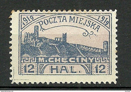 POLEN Poland 1919 Posta Miejska M. Chechiny 12 Hal. (*) FANTASY ? - Ongebruikt