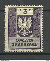 POLEN Poland Revenue Tax Oplata Skarbowa 3 Zl. MNH - Fiscale Zegels