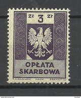 POLEN Poland Revenue Tax Oplata Skarbowa 3 Zl. MNH - Revenue Stamps