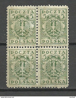 POLEN Poland 1919 Michel 102 As 4-block MNH/MH - Neufs