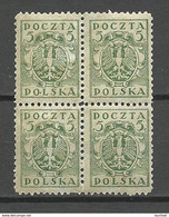 POLEN Poland 1919 Michel 102 As 4-block MNH/MH - Ungebraucht