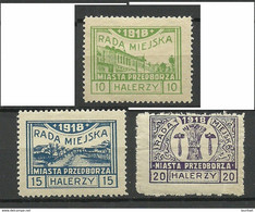 Poland Polska 1918 Local Post Przedborz Michel 16 - 18 * - Nuevos