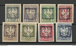 POLEN Poland 1919 Porto Postage Due Doplata, 8 Stamps * 1 Is Signed - Strafport