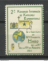 ESPERANTO 1911 Netherlands Vignette Poster Stamp Congress Catholic Esperantists Hague * - Esperanto