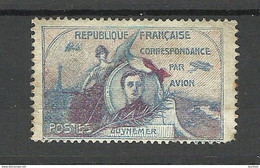 FRANCE Poster Stamp Vignette Correspondance Par Avion Gynemer (*) Air Mail Plane Flugpost - Aviazione