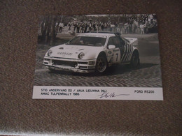 Photo De Presse Signée Stig ANDERVANG / FORD RS 200 Groupe B RALLYE 1986 ( Autographe ) - Cars