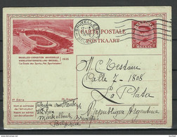 Belgium 1932 Illustrated Postal Stationery Postcard Ganzsache To Argentine Exposition Universelle Bruxelles - Geïllustr. Kaarten
