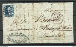 Belgium 1856 Liege To Luxembourg Michel 4 As Single Van Zuylen Tabakfabrik - 1849-1865 Medaillen (Sonstige)