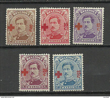 BELGIEN Belgium 1918 = 5 Values From Set Michel 129 - 142 * - 1918 Red Cross