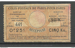 FRANCE Colis Postaux De Paris Pour Paris Taxe Tax - Usados