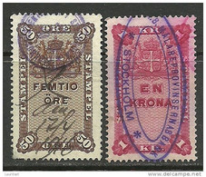 SCHWEDEN Sverige Sweden Stempelmarken Revenue Tax Stamps 50 öre & En Krona 1915/1916 - Steuermarken