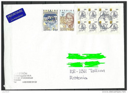 SCHWEDEN Sweden Letter To Estonia Estland Estonie 2013 With Nobel Prize Stamps 1983 Etc - Covers & Documents