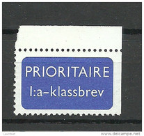 SWEDEN Flugpost Zettel Air Mail Label (*) - Usados