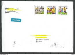 SCHWEDEN Sweden 2020 Air Mail Cover To Estonia With MINT (not Cancelled) Stamps Fussball - Briefe U. Dokumente