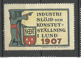 SWEDEN 1907 Industry Exhibition Lund Vignette Werbemarke * - Ongebruikt
