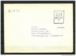 HUNGARY Ungarn Ca 1970 Taxe Percue  Cover Budapest To Dülmen Deutschland - Portofreiheit