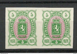 FINLAND FINNLAND 1885 Michel 33 Imperforate Proof Probedruck As Pair MNH (no Gum As Issued) - Neufs