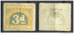 AUSTRALIA London Custom Duty 3 D. * READ! - Revenue Stamps