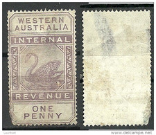 WESTERN AUSTRALIA 1893 Internal Revenue Stempelmarke 1 Penny Michel 6 O NB! - Used Stamps