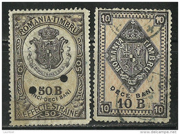 ROMANIA ROMANA Rumänien Revenue Tax Fiscal Timbru Fiscal Stamps 1 With Perfins! O - Steuermarken