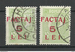 ROMANIA Rumänien 1928 Michel 5 Paketmarke, 2 Exemplares O - Pacchi Postali