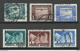 ROMANIA ROMANA 1931/1936 Michel 12 - 14 & 20 - 22 Zwangazuschlagsmarken Für D. Flugfonds Aviation O - Revenue Stamps