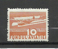 ROMANIA ROMANA Rumänien 1936 Zwangzuschlagsmarke Für Die Finanzierung Des Flugwesens MNH - Fiscale Zegels