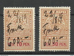 FINLAND FINNLAND Steuermarken Revenue Tax 10 & 50 Pen O - Fiscaux