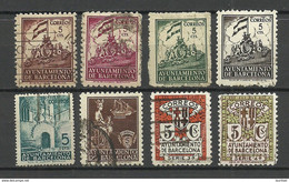 SPAIN Spanien Espana Ayuntamiento De BARCELONA , 8 Local Stamps, O - War Tax