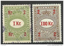 DENMARK Dänemark 1 Kr & 100 Kr Fakturastempel Tax Steuermarke O - Fiscali