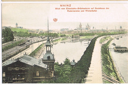 AK Mainz, Blick Vom Eisenbahn-Brückenturm Auf Bootshaus Und Winterhafen Um 1905 - Mainz