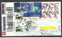 KANADA Canada 2016 Registered Letter To Estonia With Many Stamps - Storia Postale