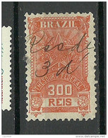 BRAZIL Brazilia Revenue Tax Fiscal Stamp Thesouro Federal 300 Reis O - Strafport