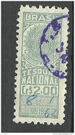 BRAZIL Brazilia 1962 Revenue Tax Fiscal Stamp Tesouro National O - Segnatasse