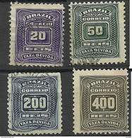 BRAZIL Brazilia 1906 Revenue Tax Fiscal Stamps Taxa Devida Portomarken Michel 28 - 29 & 31 & 33 O - Strafport