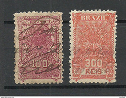 BRAZIL Brazilia Revenue Tax Fiscal Stamps Thesouro Federal 100 & 300 Reis O NB! 100 R. Stamp Has Damaged Corner - Oficiales