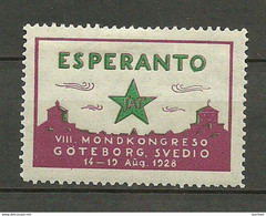 ESPERANTO 1928 Vignette Poster Stamp Congress Göteborg Sweden * - Esperanto