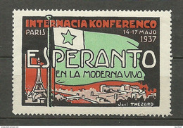 ESPERANTO 1937 Vignette Poster Stamp Congress In France Paris * - Esperanto