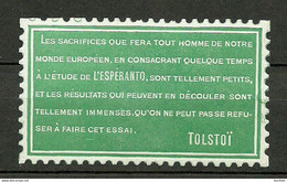 ESPERANTO Vignette Poster Stamp Citate Of Lev Tolstoi * - Esperanto