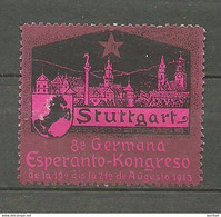 ESPERANTO 1913 Vignette Poster Stamp Deutscher Esperanto Kongress Stuttgart (*) - Esperanto