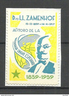 ESPERANTO 1959 Vignette Poster Stamp Zamenhof (*) - Esperanto