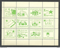DENMARK 1930ies ESPERANTO Vignettes Avertising Poster Stamps MNH Complete Sheet Of 12 Vignettes - Esperanto