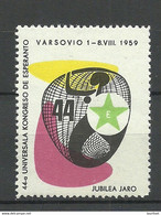 Poland Warshawa ESPERANTO 1959 Vignette Poster Stamp Reklamemarke MNH - Esperanto