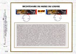 " 200 ANS DU LOUVRE " Sur Feuillet CEF 1er Jour Nté En Soie De 1993   N° YT 2852B. Parfait état FDC - Museums