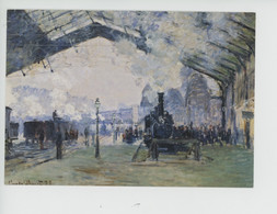Claude Monet 1840-1926 - La Gare Saint Lazare, Le Train De Normandie 1877 (Le Havre-Paris) Cp Vierge - Peintures & Tableaux